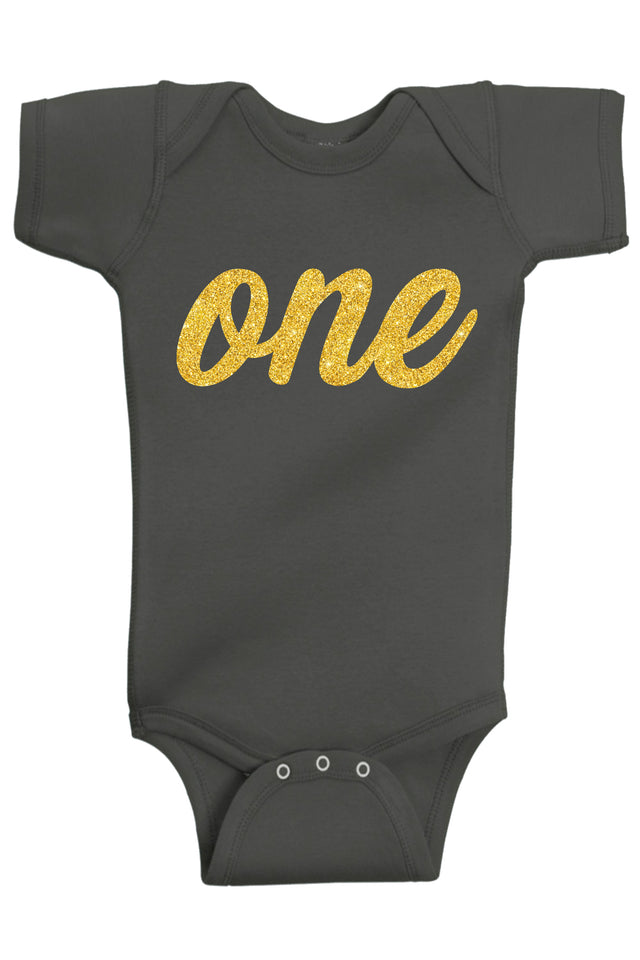 One Gold First Birthday Bodysuit - Aiden's Corner