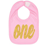 Gold One First Birthday Smash Cake Bibs