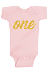One Gold First Birthday Bodysuit - Aiden's Corner