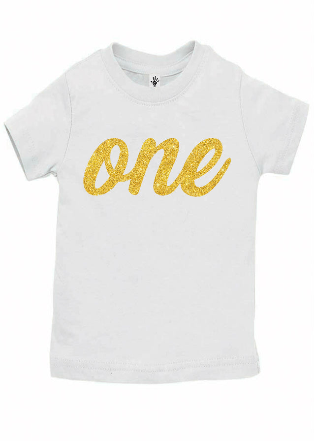 One Gold First Birthday Shirt - Aiden's Corner