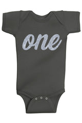 One Silver First Birthday Bodysuit - Aiden's Corner