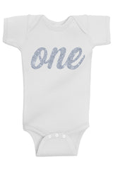 One Silver First Birthday Bodysuit - Aiden's Corner
