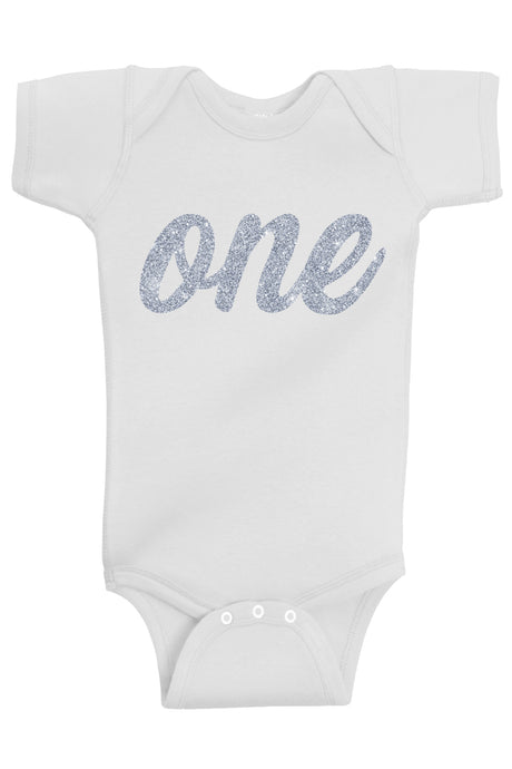 One Silver First Birthday Bodysuit - Aiden's Corner
