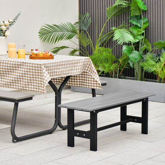47" Outdoor Chair with Slatted Seat Plastic Coated Iron Frame-Gray