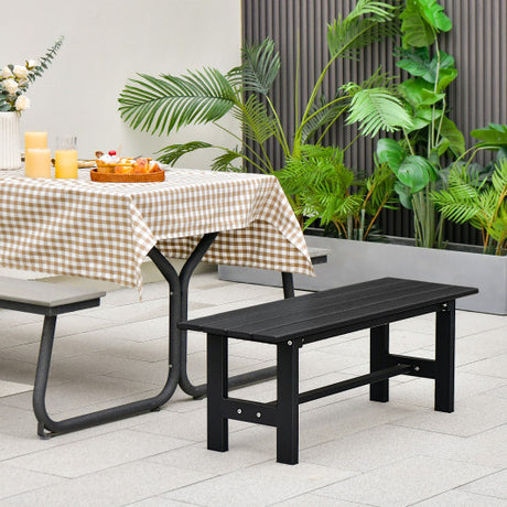 47" Outdoor Chair with Slatted Seat Plastic Coated Iron Frame-Black