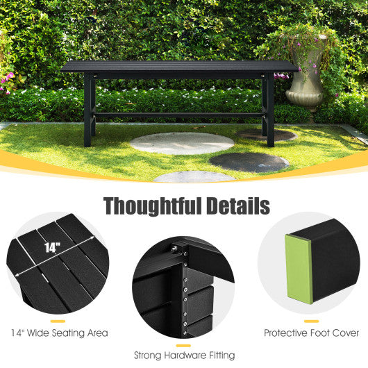 47" Outdoor Chair with Slatted Seat Plastic Coated Iron Frame-Black