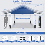10 x 17.6 Feet Outdoor Instant Pop-up Canopy Tent with Dual Half Awnings-Blue