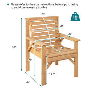 Outdoor Solid Fir Wood Chair with Inclined Backrest