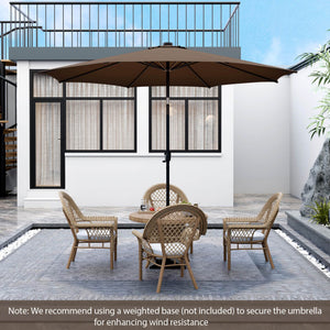 10 Feet Patio Umbrella with 112 Solar Lights and Crank Handle-Coffee