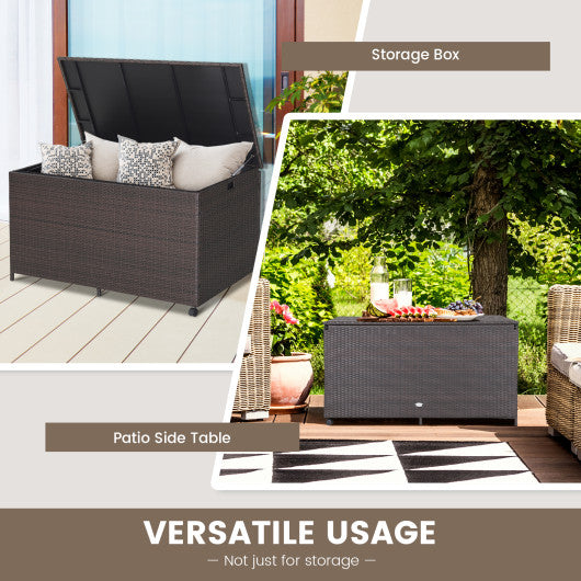 Outdoor Wicker Storage Box with Zippered Liner-133 Gallon