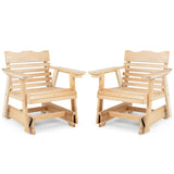 Outdoor Wood Rocking Chair with High Back and Widened Armrests