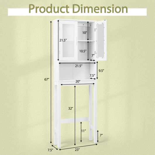 Over the Toilet Bathroom Storage Cabinet with Adjustable Shelf