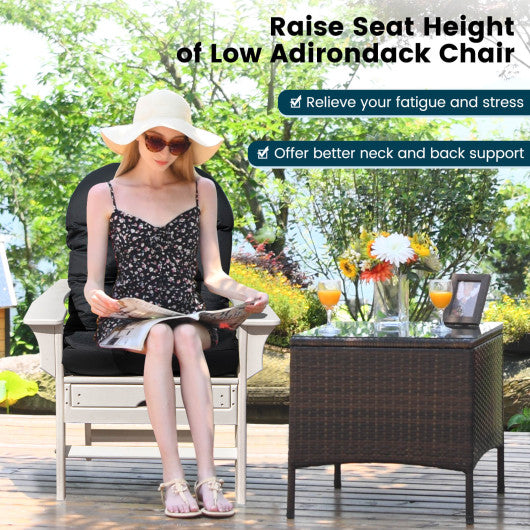 Patio Adirondack Chair Cushion with Fixing Straps and Seat Pad-Black