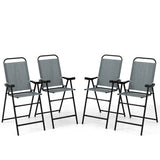 Patio Folding Bar Stool Set of 4 with Metal Frame and Footrest-Blue
