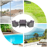 4 Pieces Patio Rattan Furniture Set Sofa Table with Storage Shelf Cushion-Gray