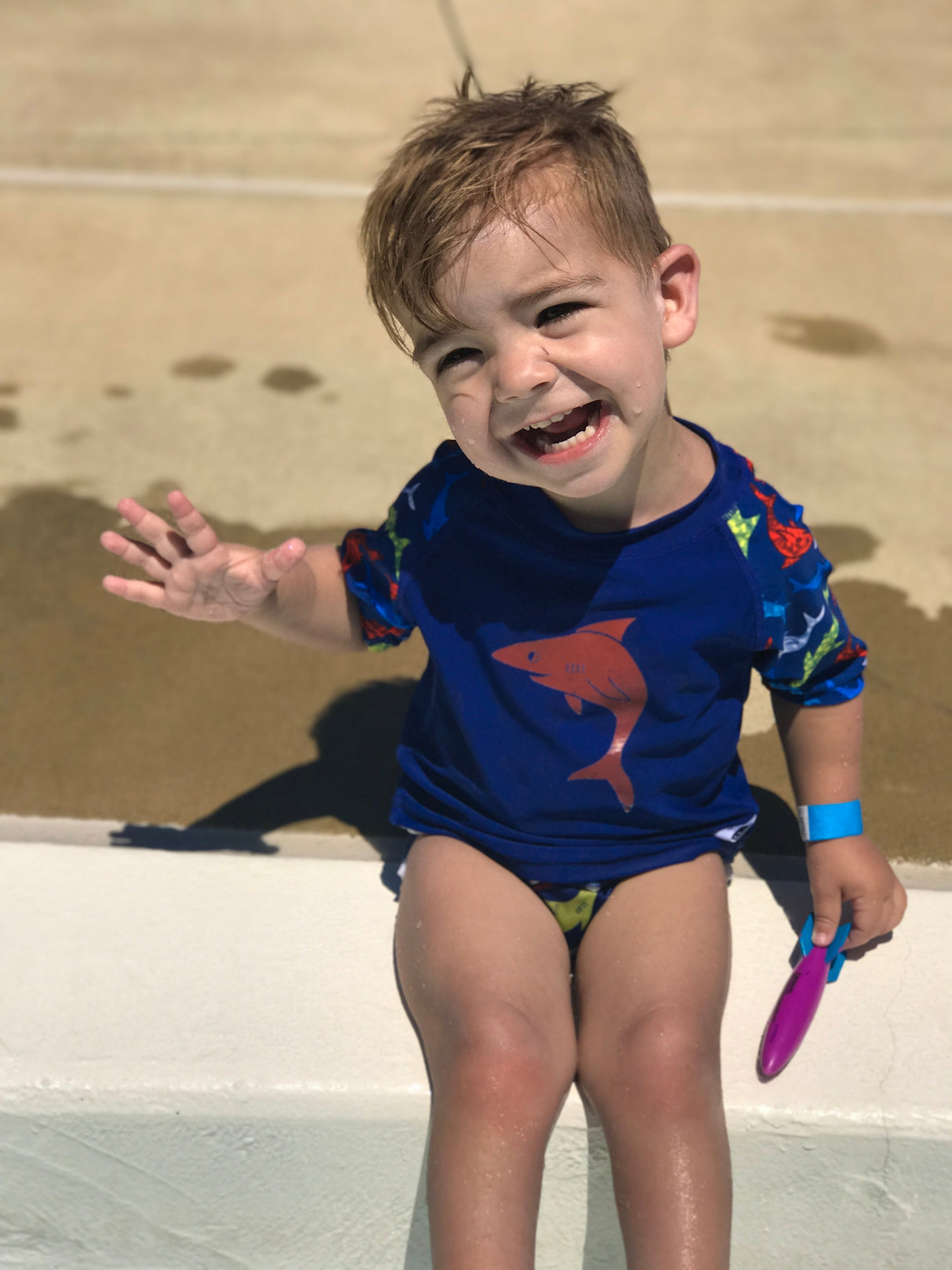 Shark Baby Rash Guard, Sun Protective Swim Shirt (Sizes 6M–5T) by Beau & Belle Littles