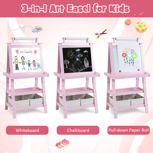 3-in-1 Double-Sided Storage Art Easel-Pink