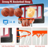 4.3-8.2 FT Portable Basketball Hoop with Adjustable Height and Wheels-Red