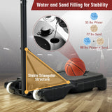 4.3-8.2 FT Portable Basketball Hoop with Adjustable Height and Wheels-Red