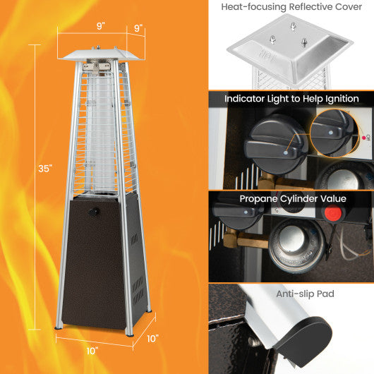 9500 BTU Portable Steel Tabletop Patio Heater with Glass Tube