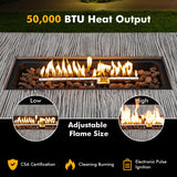 43 Inch 50 000 BTU Propane Fire Pit Table with Removable Lid-Gray