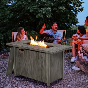 43 Inch 50 000 BTU Propane Fire Pit Table with Removable Lid-Gray