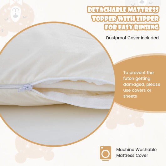 Queen/King/Twin/Full Futon Mattress Floor Sleeping Pad with Washable Cover Beige-Queen Size