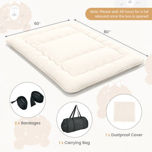Queen/King/Twin/Full Futon Mattress Floor Sleeping Pad with Washable Cover Beige-Queen Size