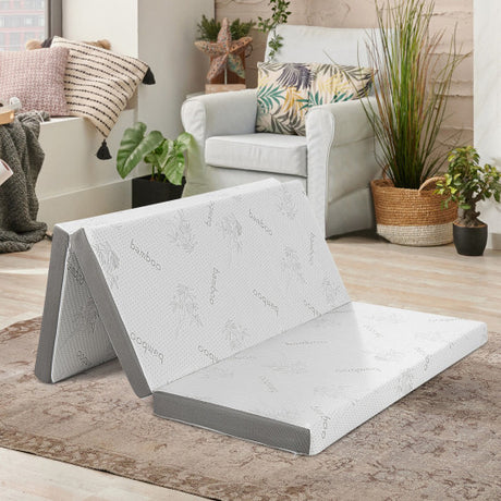 4 Inch Tri-fold Cool Gel Memory Foam Mattress-Queen Size