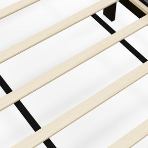 Queen Size Upholstered Platform Bed with Button Tufted Wingback Headboard-Blue