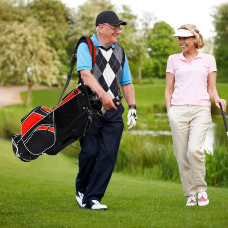 Golf Stand Cart Bag with 6-Way Divider Carry Pockets-Red