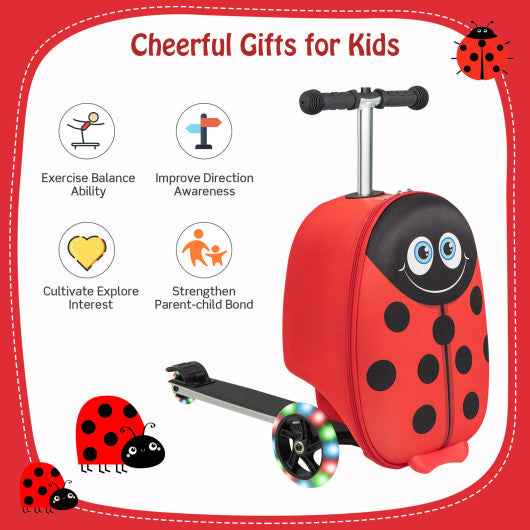 Hardshell Ride-on Suitcase Scooter with LED Flashing Wheels-Red