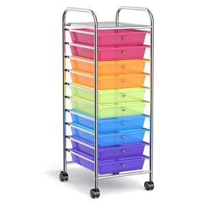 10 Drawer Rolling Storage Cart Organizer-Color