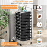 10 Drawer Rolling Storage Cart Organizer-Black