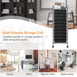 10 Drawer Rolling Storage Cart Organizer-Black