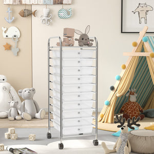 10 Drawer Rolling Storage Cart Organizer-Clear