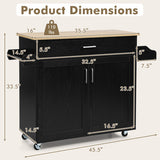 Rolling Kitchen Island Cart with Towel and Spice Rack-Black