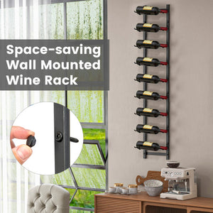 Rust proof Wall Mounted Wine Rack for 6 or 9 Bottles-L