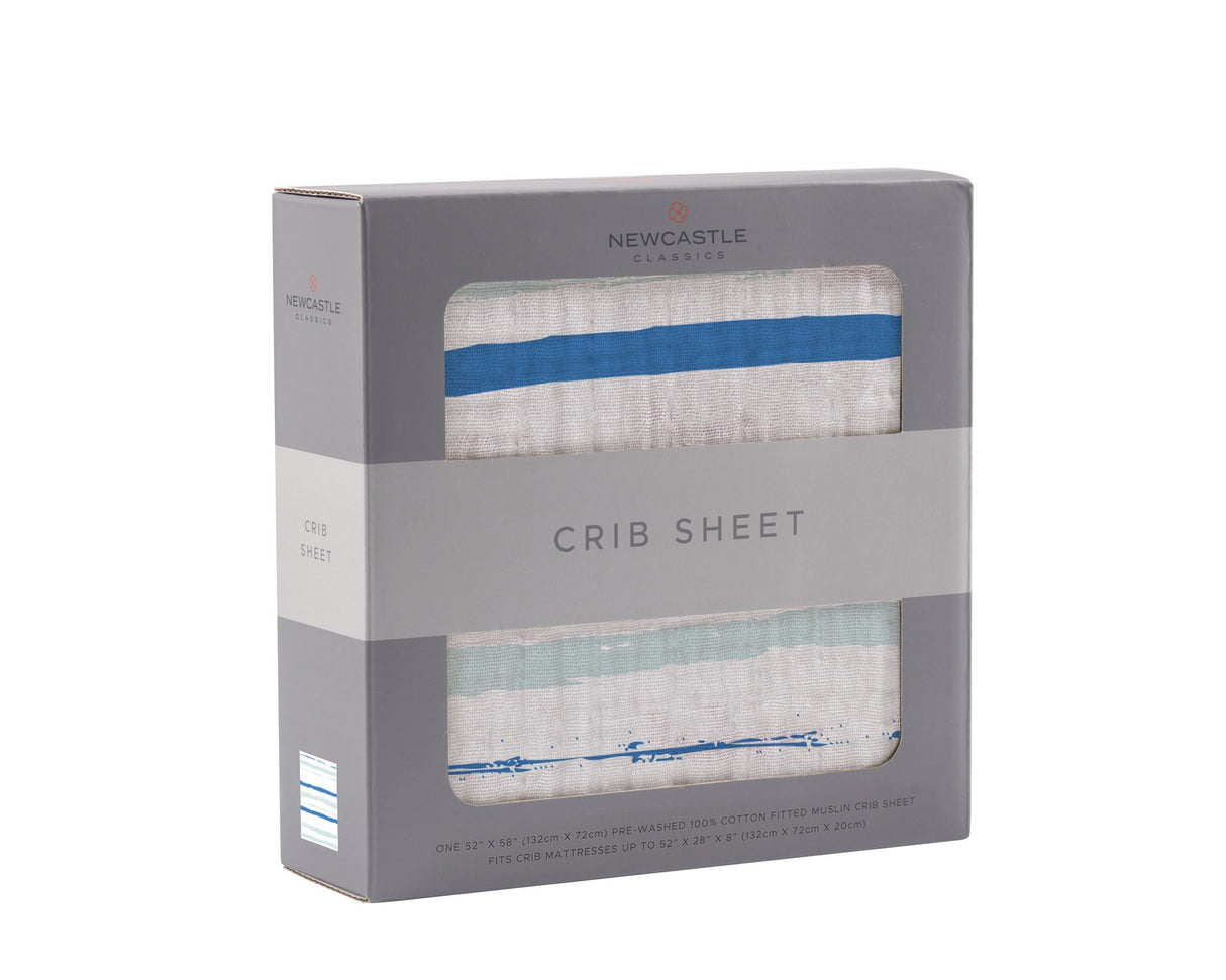 Ocean Stripe Crib Mattress Sheet - Aiden's Corner Baby & Toddler Clothes, Toys, Teethers, Feeding and Accesories