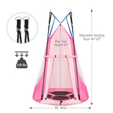 2-in-1 40 Inch Kids Hanging Chair Detachable Swing Tent Set-Pink