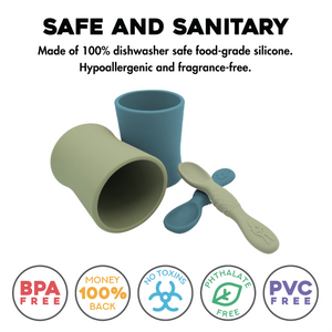 Sage & Blue - 4oz Baby Training Cups With Training Spoons by Senso Minds