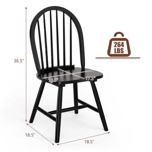 Set of 2 Vintage Windsor Wood Chair with Spindle Back for Dining Room-Black