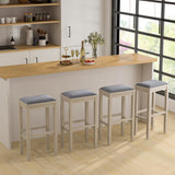 2 Pieces 31 Inch Upholstered Bar Stool Set with Solid Rubber Wood Frame and Footres-White