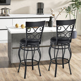 Set of 2 30 Inch Bar Stool with Backrest and Footrest-Black