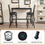Set of 2 30 Inch Bar Stool with Backrest and Footrest-Black