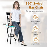 Set of 2 30 Inch Bar Stool with Backrest and Footrest-Black