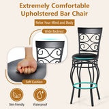 Set of 2 30 Inch Bar Stool with Backrest and Footrest-Black