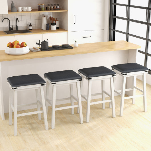 Set of 2 24/30 Inch Dining Bar Stool with Acacia Wood Frame-30 inches