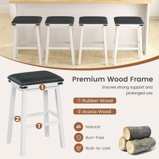 Set of 2 24/30 Inch Dining Bar Stool with Acacia Wood Frame-30 inches