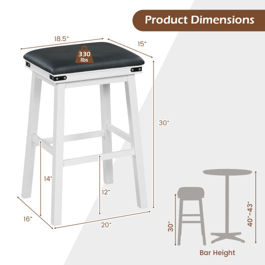 Set of 2 24/30 Inch Dining Bar Stool with Acacia Wood Frame-30 inches